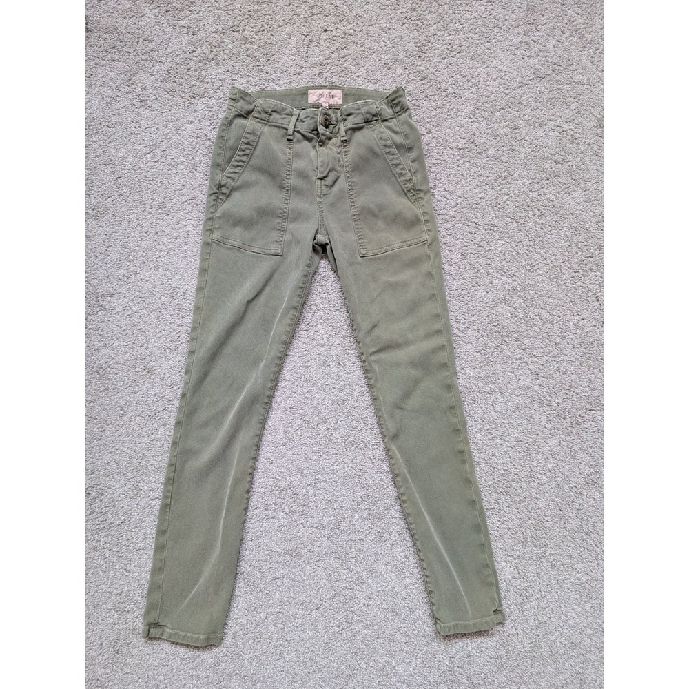 The Great Army Pants Women 24 Tencel Cotton Olive Green Slim Utility Cargo USA